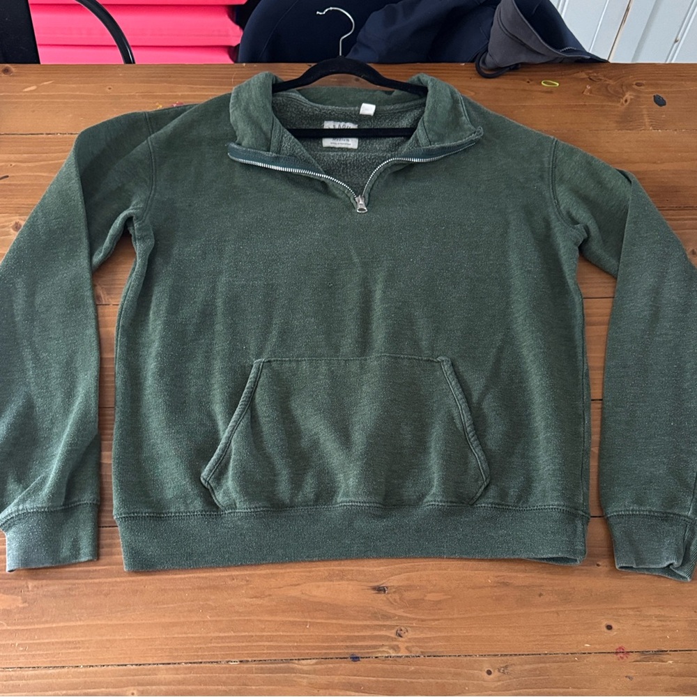 League Men's Olive Zip-Up Sweater